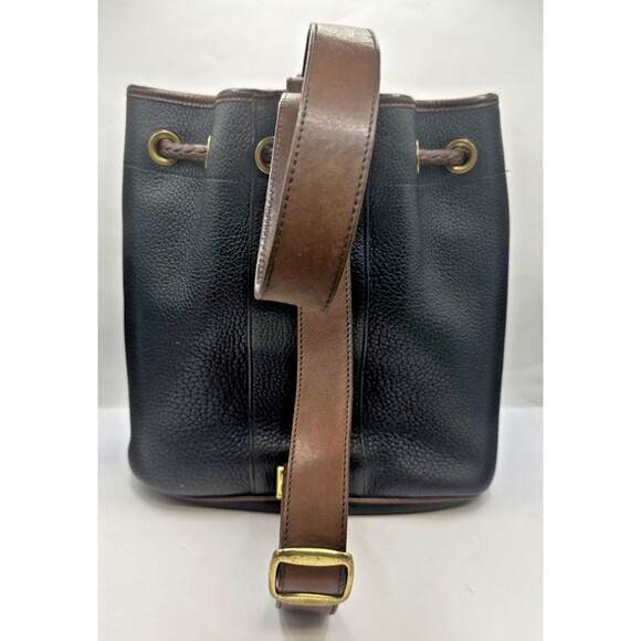 Vintage Dooney & Bourke Drawstring Bucket Bag Backpack purse Black Brown Leather - Picture 4 of 13